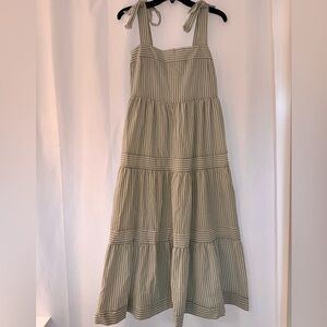 Green Striped Tiered Maxi Dress
